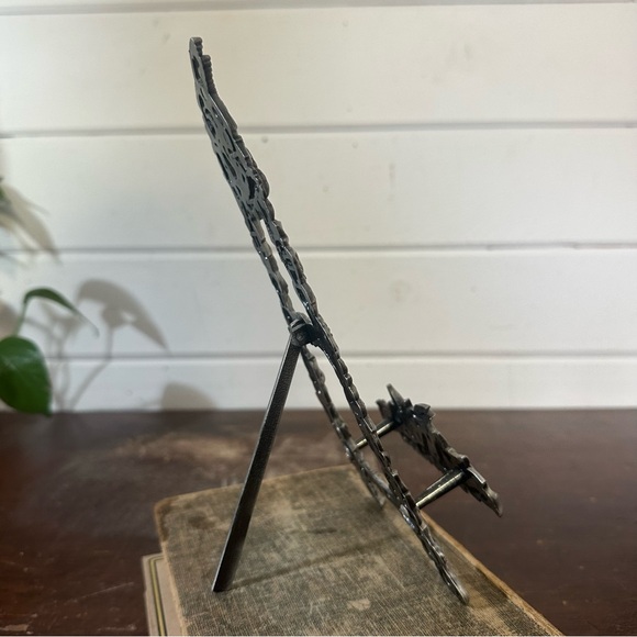 Vintage Ornate Silver Pewter Tone Hummingbird Floral Picture Easel Picture Stand - Picture 6 of 9